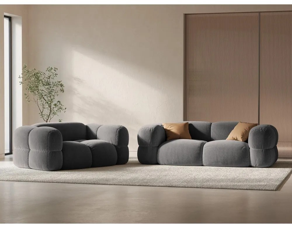 Сив кадифен диван 180 cm Loretto – Cosmopolitan Design