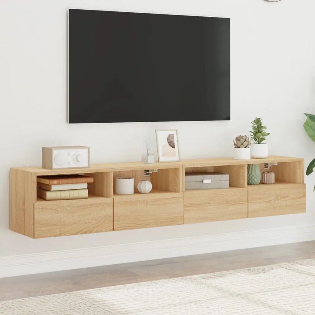 836873 vidaXL Стенни ТB шкафове 2 бр сонома дъб 80x30x30 см инженерно дърво