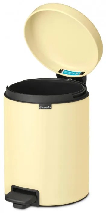 Кош за боклук с педал Brabantia NewIcon 1008840, 5 л, Леко затваряне, Противоплъзгаща основа, Жълт