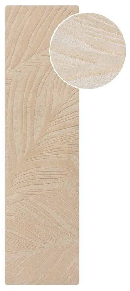 Бежов вълнен килим 60x230 cm Lino Leaf - Flair Rugs