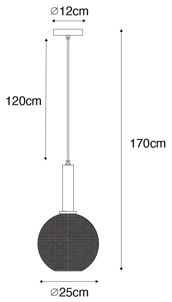 Дизайнерски висящ аплик черен с опушено стъкло - Chico