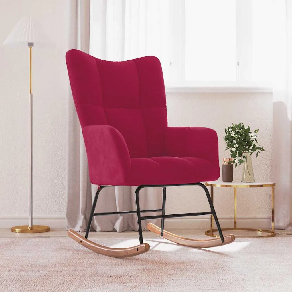 328144 vidaXL Люлеещ стол, виненочервен, кадифе