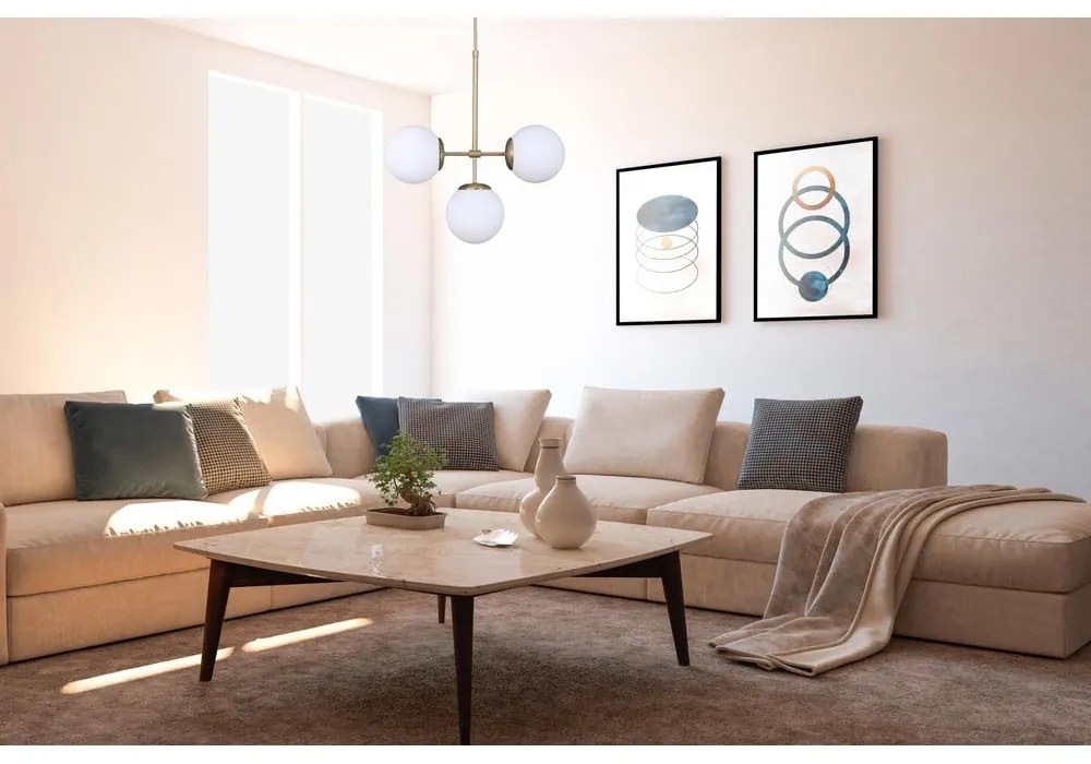 Висяща лампа със стъклен абажур в златисто и бяло ø 15 cm Seagull - Squid Lighting