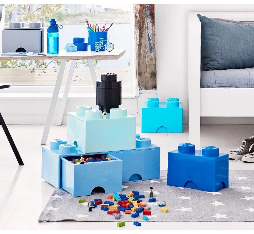 Светлосиня кутия за съхранение с две чекмеджета - LEGO®