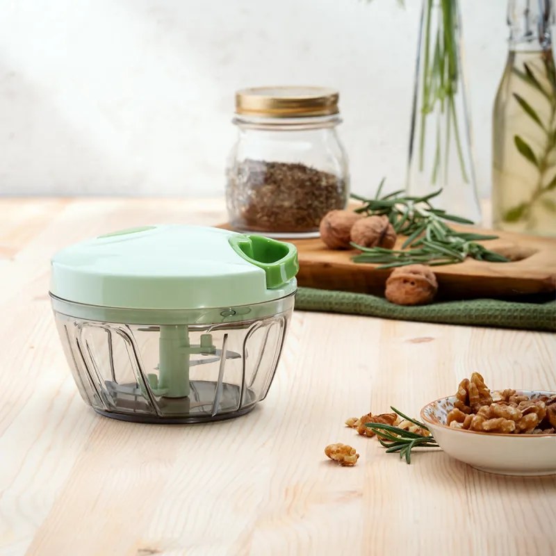 Ръчен чопър с въже Rosberg R51215A, 400 ml, 3 остриета, Зелен