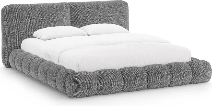 Тъмносиво тапицирано двойно легло с място за съхранение и включена подматрачна рамка 160x200 cm Solange – Micadoni