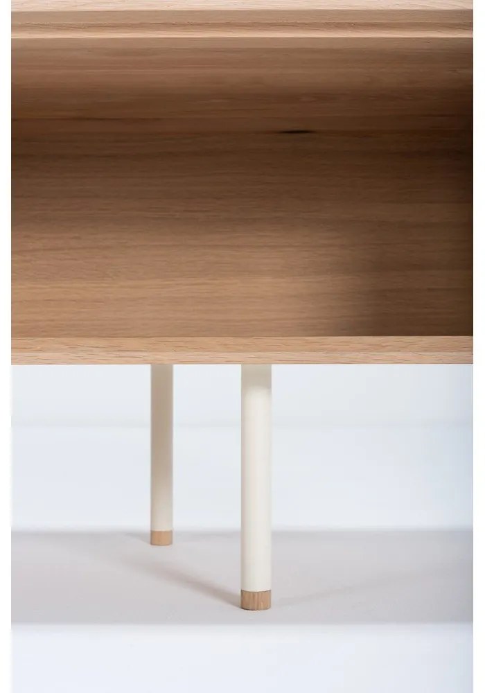 Бяла/естествена маса за телевизор от масивен дъб 200x48 cm Fina – Gazzda