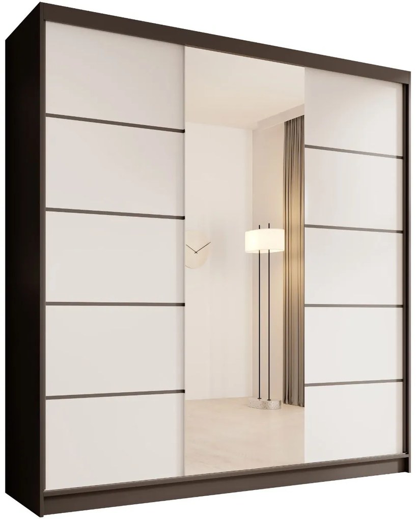 Гардероб Barry 200 плъзгащ-Черно-Бяло