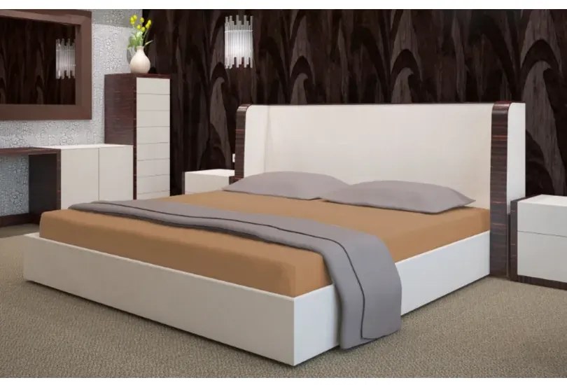 Хавлиен чаршаф с ластик - канелено кафяв Šírka: 200 cm | Dĺžka: 220 cm