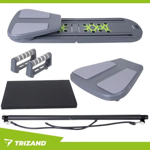 Мултифункционална фитнес дъска с дръжки и ластици Trizand — За пилатес, йога и тренировка