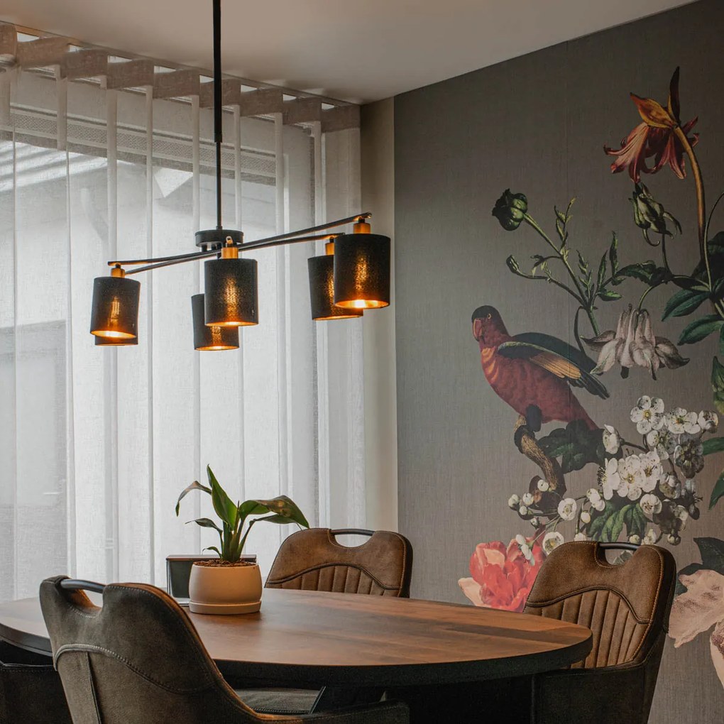 Модерна висяща лампа черна регулируема 6-светлина - Lofty