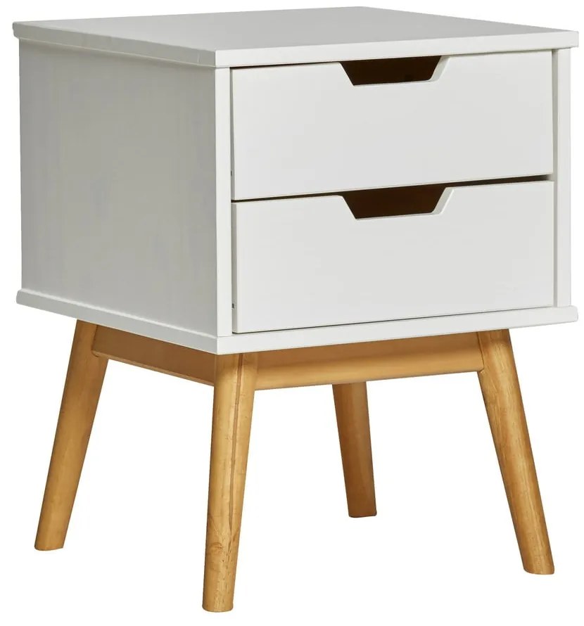 Бяла нощна масичка от масивна борова дървесина Baku - Marckeric