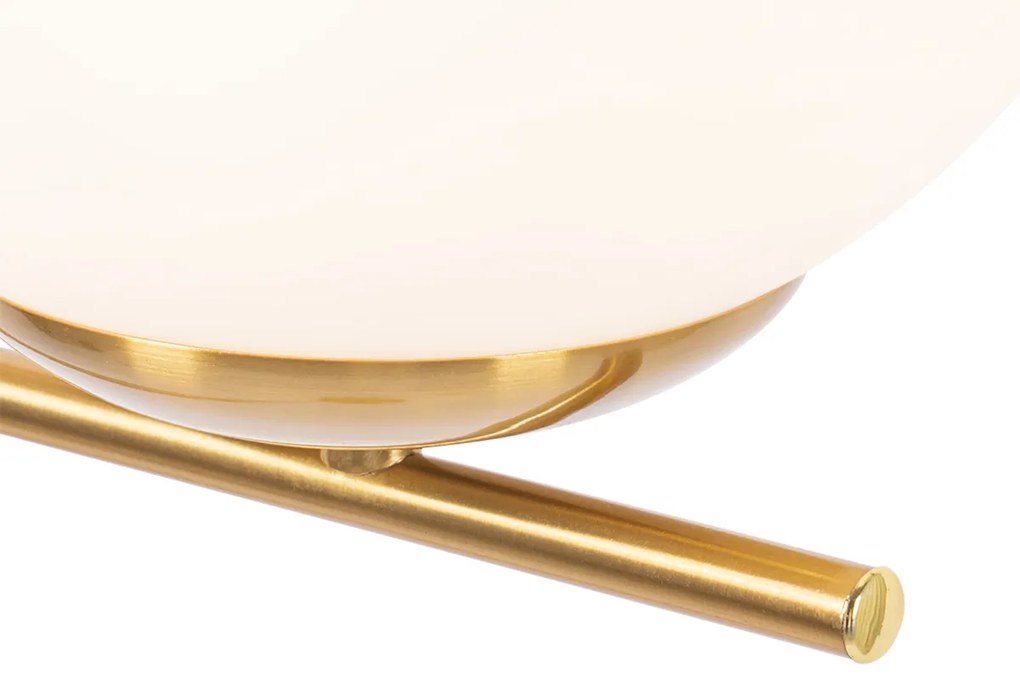 Подова лампа в стил Арт Деко златиста и с опалово стъкло - Flore