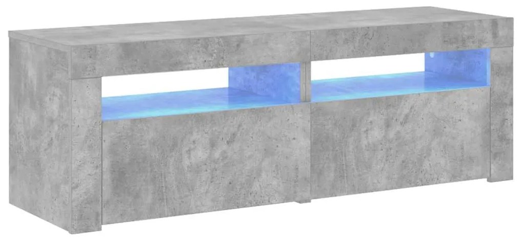 804359 vidaXL ТВ шкаф с LED осветление, бетонно сив, 120x35x40 см