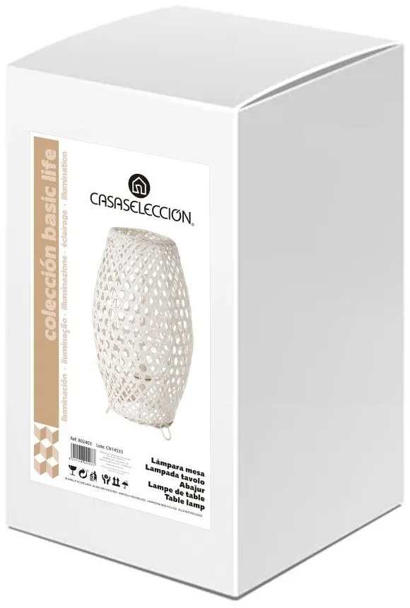 Бяла бамбукова настолна лампа с бамбуков абажур (височина 36 см) - Casa Selección