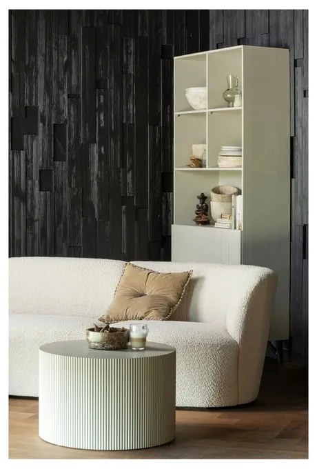 Кремав шкаф за книги от борова дървесина 90x200 cm Miller - WOOOD