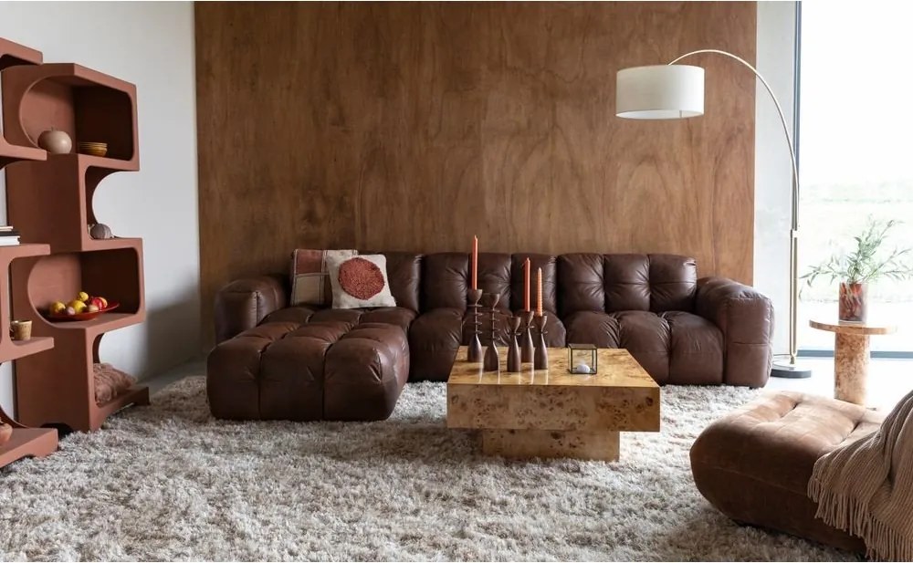 Кафяв кожен модулен диван 264 cm Hackman – Dutchbone