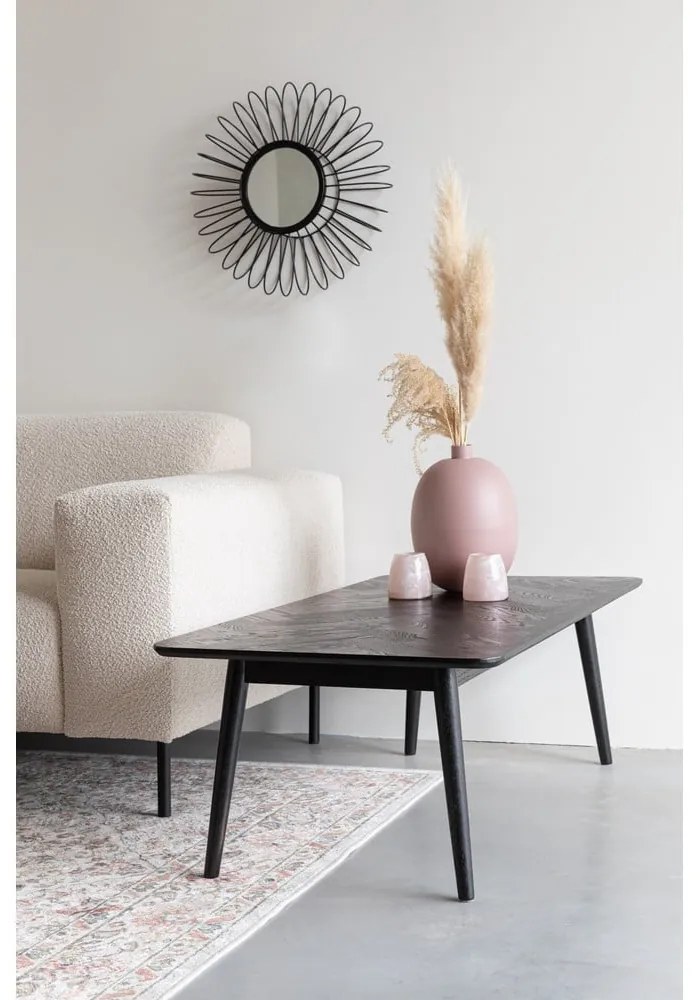 Черна масичка за кафе с дъбов плот 60x120 cm Fabio – White Label