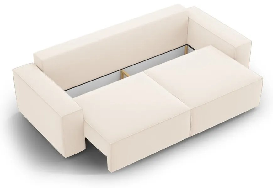 Бежов кадифен сгъваем/с място за съхранение диван 247 cm Jodie – Micadoni
