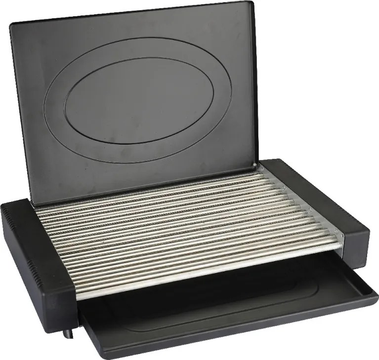 Електрическа скара с капак Oliver Voltz OV51015QC, 1800W, 35x22 см, 12 ребра, Tавичка за мазнина, Черен