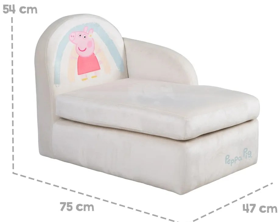 Бял кадифен детски диван 75 cm Peppa Pig – Roba