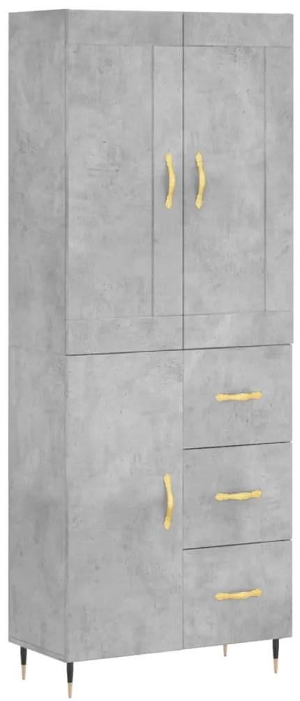 3199797 vidaXL Висок шкаф, бетонно сив, 69,5x34x180 см, инженерно дърво