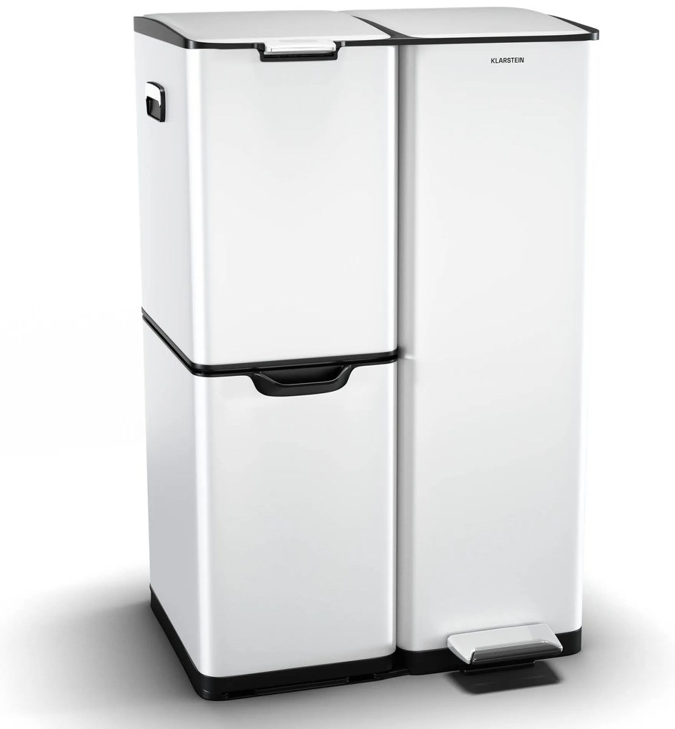 Klarstein Кош за боклук Tiyo 3 в 1 60 л, 30 л + 17 л + 13 л, сортиране на отпадъци, безшумно затваряне, капак от неръждаема стомана