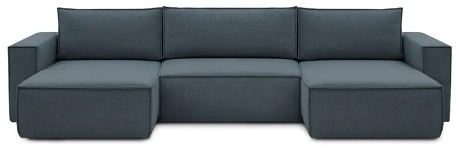 Тъмносин ъглов U-образен диван Nihad - Bobochic Paris