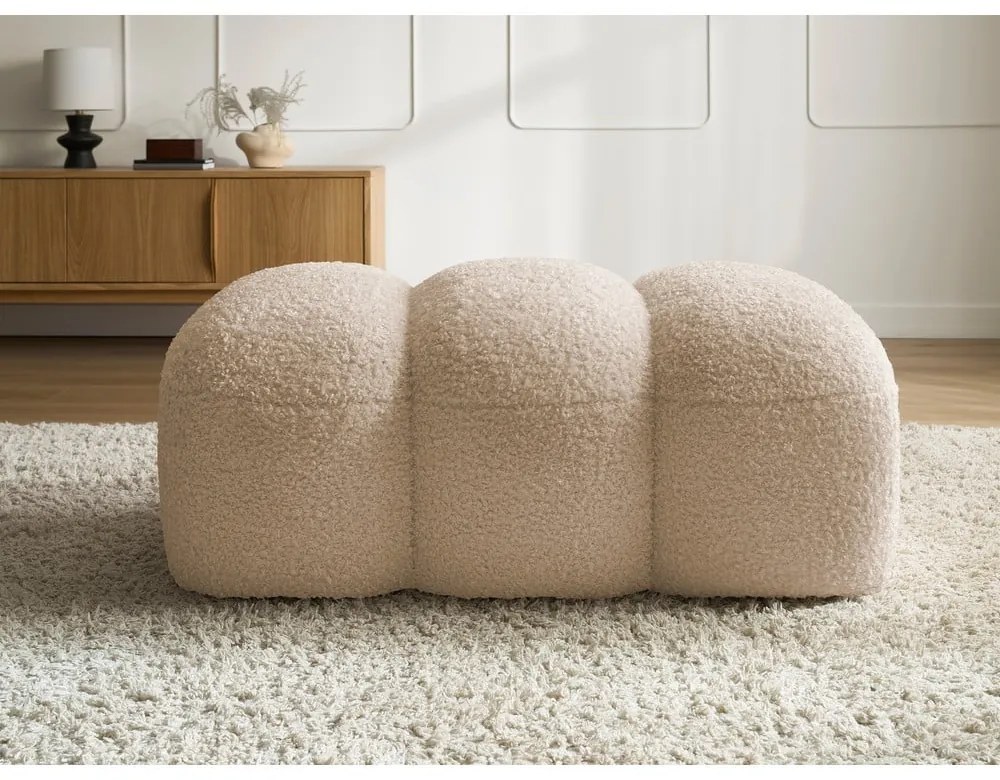 Бежова табуретка от прежда с примки от букле Hippolyte – Bobochic Paris