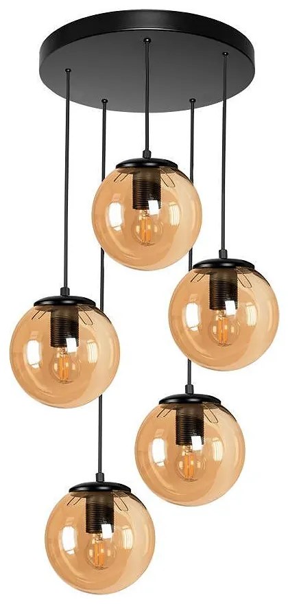 Пендел СИТИ, черен/мед, 5xE27