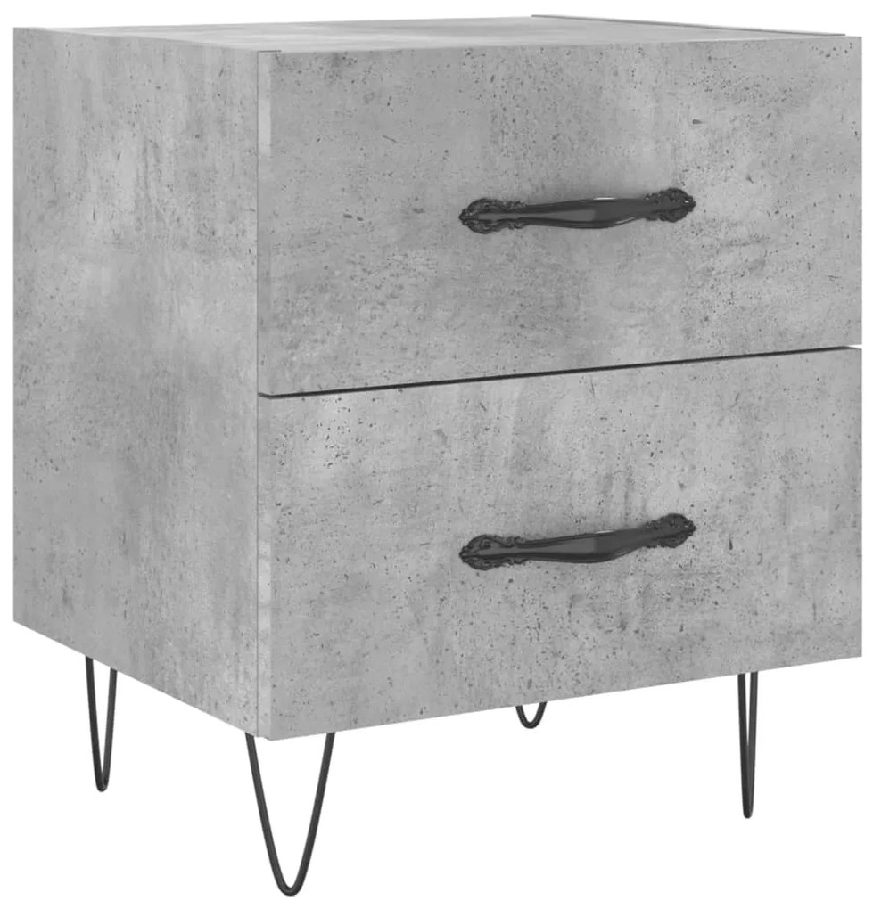 827300 vidaXL Нощно шкафче, бетонно сиво, 40x35x47,5 см, инженерно дърво