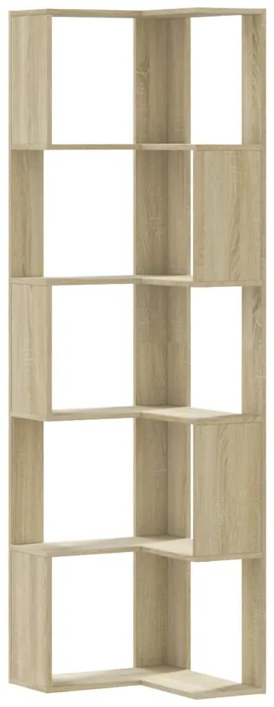 852584 vidaXL Ъглова етажерка 5 рафта сонома дъб 50x50x179 см инженерно дърво