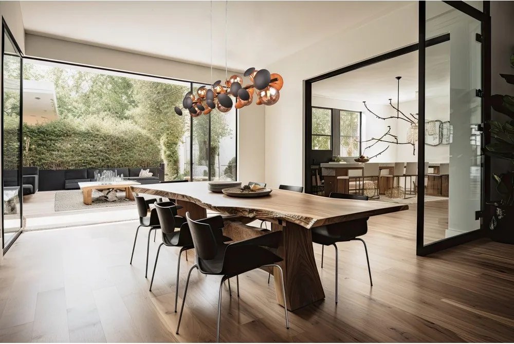 Висяща лампа със стъклен абажур в сиво-златисто Bubble - Trio Select