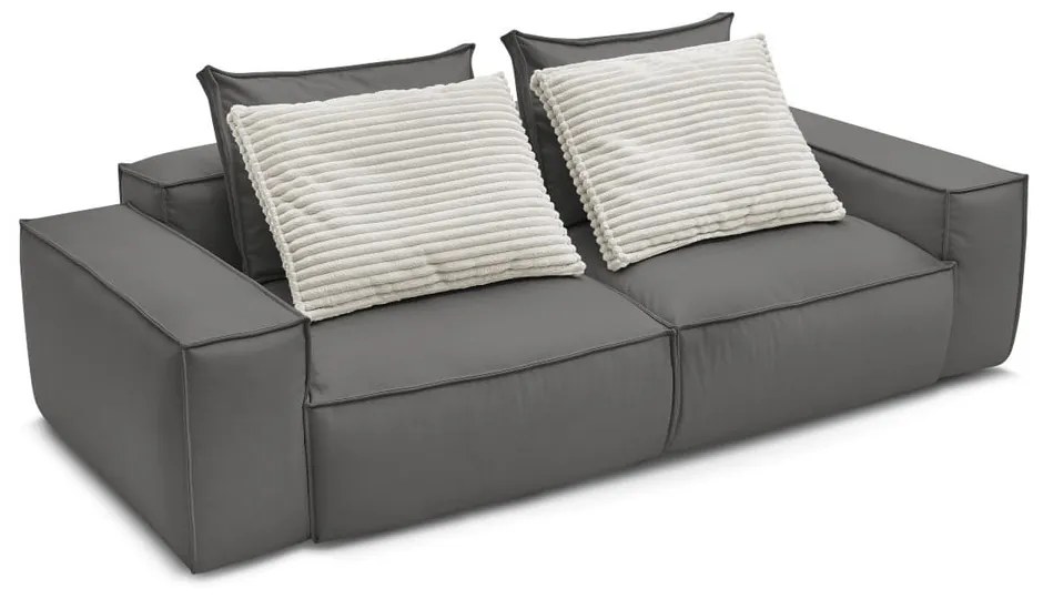 Сив диван от изкуствена кожа 260 cm Boheme – Bobochic Paris