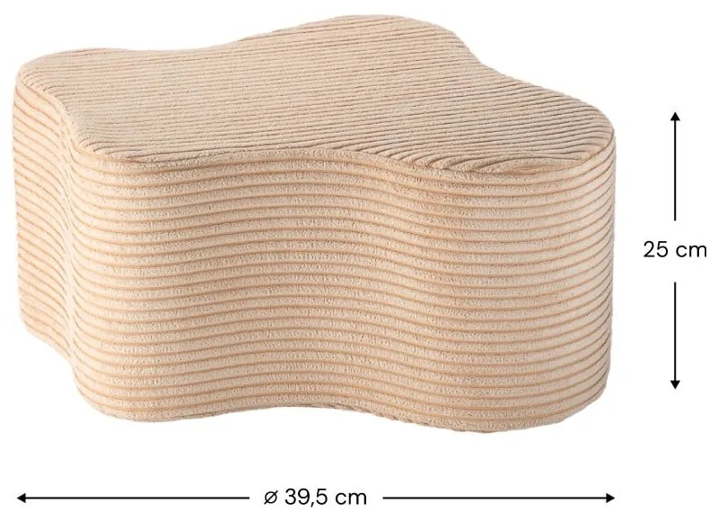 Светлокафяв детски пуф от рипсено кадифе Cloud – Wigiwama