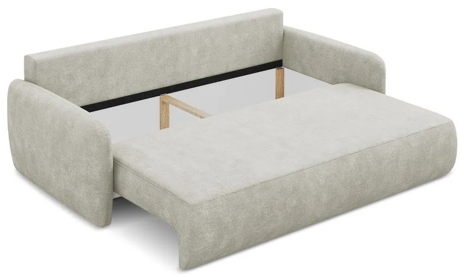 Кремав шенилов разтегателен диван с място за съхранение 218 cm Lilo – Makamii