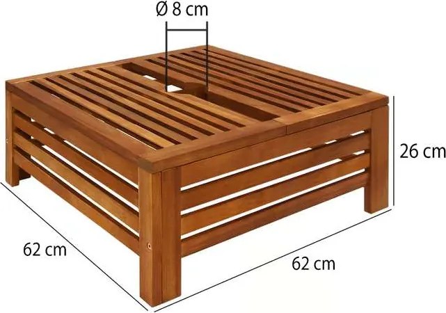 Капак за стойка за чадър от акациево дърво 62 x 62 x 26 cm