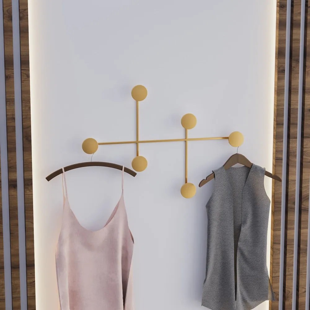 Метална стенна закачалка в златист цвят Dama-A – Kalune Design