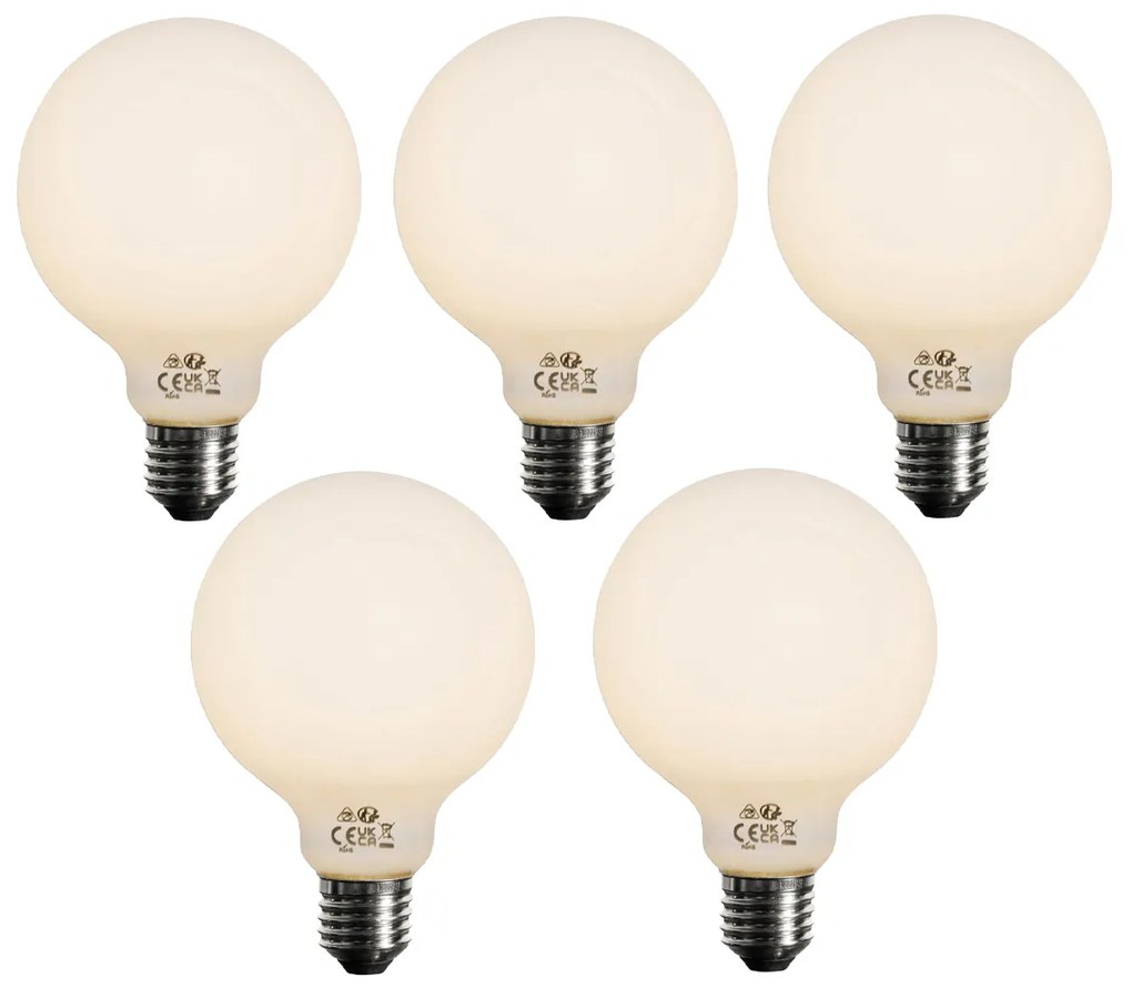 Комплект от 5 димируеми на 3 стъпки LED опалови крушки E27 G95 4W 450 lm 2700K