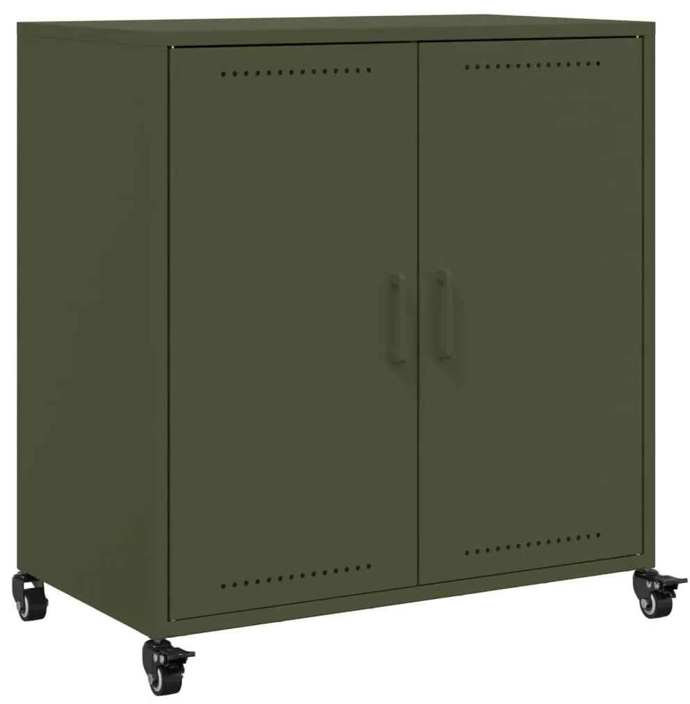 846660 vidaXL Бюфет, маслиненозелен, 68x39x72 см, стомана