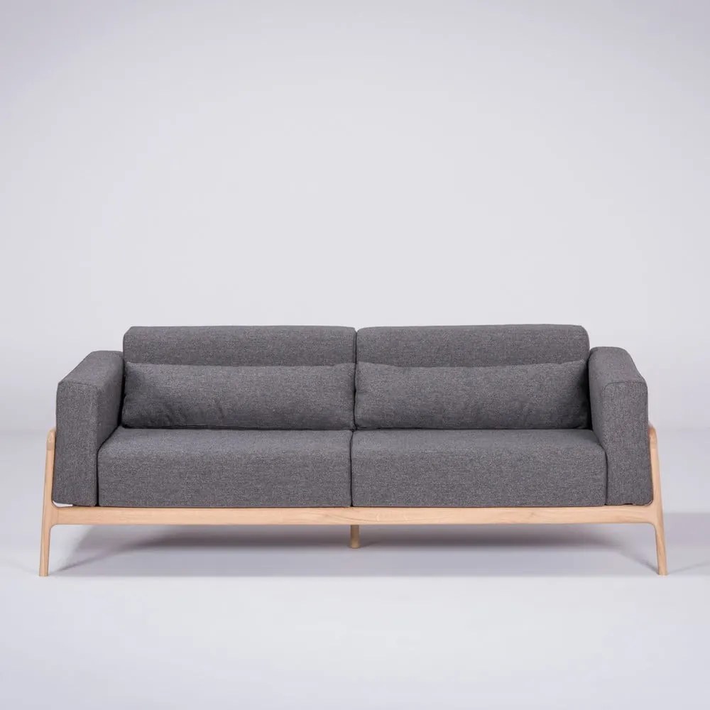 Тъмно сив диван с масивна дъбова конструкция , 210 см Fawn - Gazzda