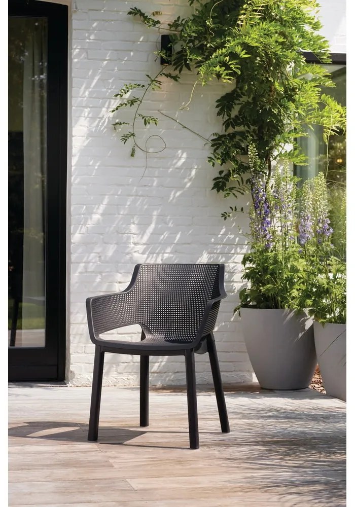 Тъмносив пластмасов градински стол Elisa – Keter