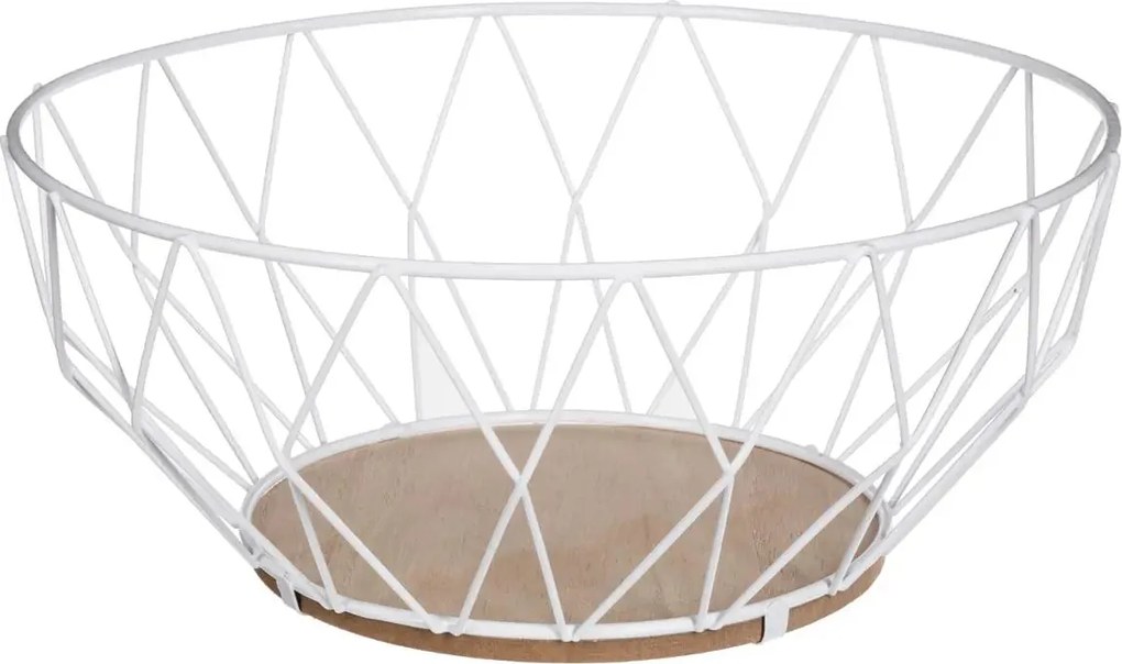 Купа за плодове 5five Daimond, Метал+MDF, 28х12 cm - Бял