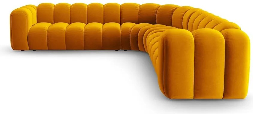 Жълт кадифен модулен ъглов диван Lupine – Micadoni
