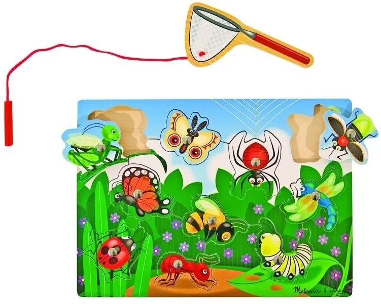 Melissa &amp; Doug - Дървен магнитен пъзел с въдица - Лов на буболечки