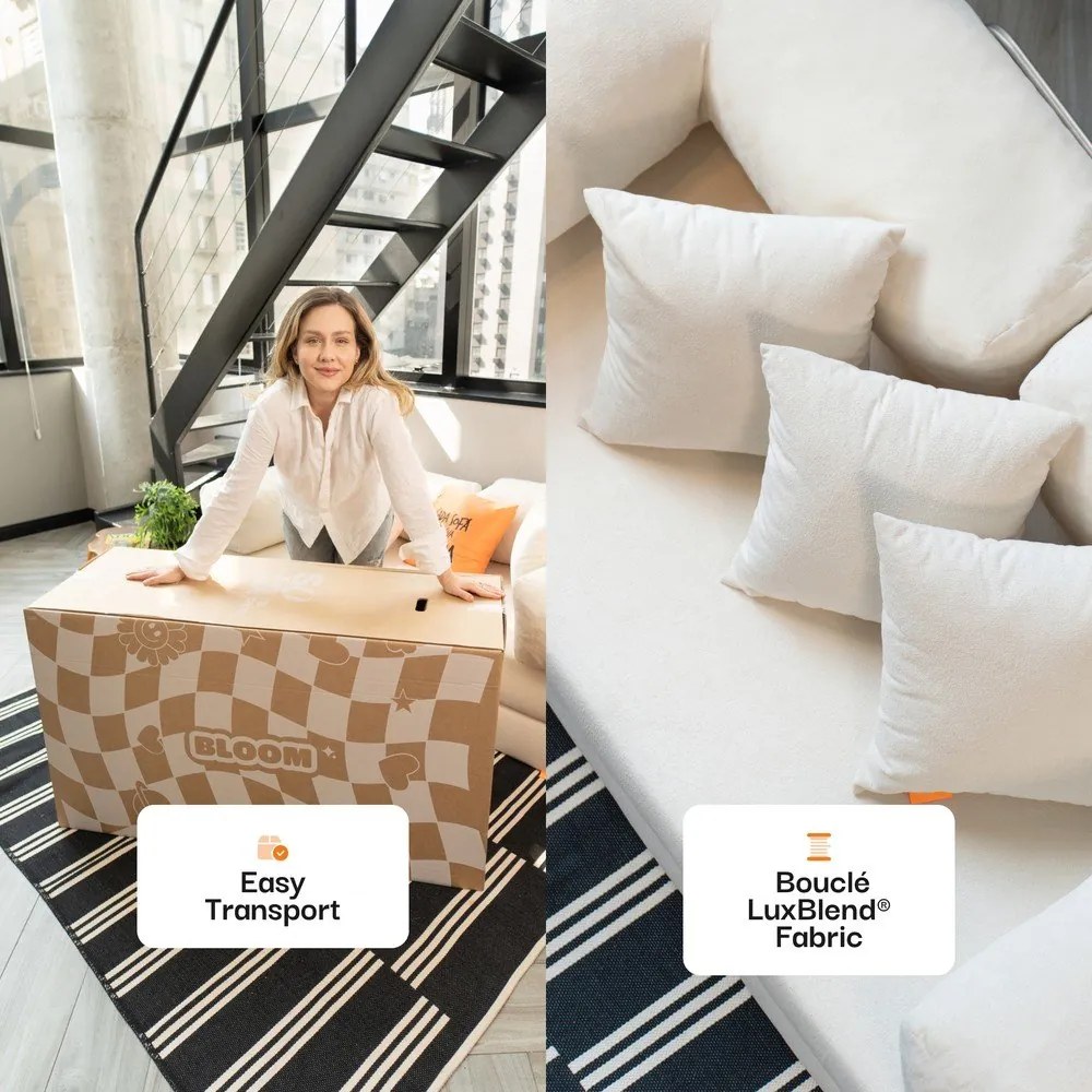 Бежов сгъваем диван от прежда с примки от букле 180 cm Bloom – TemaHome