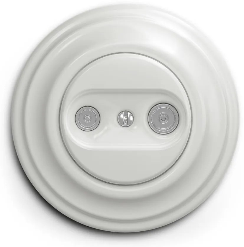 Kliklap - Ретро абонатна розетка TV+R (проходна) с бяла рамка