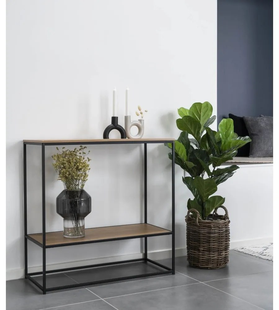 Конзолна маса с плот в дъбов декор в естествен цвят 80x36 cm Vita - House Nordic