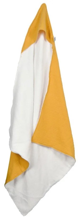 Жълта муселинова детска хавлия с качулка 75x75 cm – Bébé Douceur