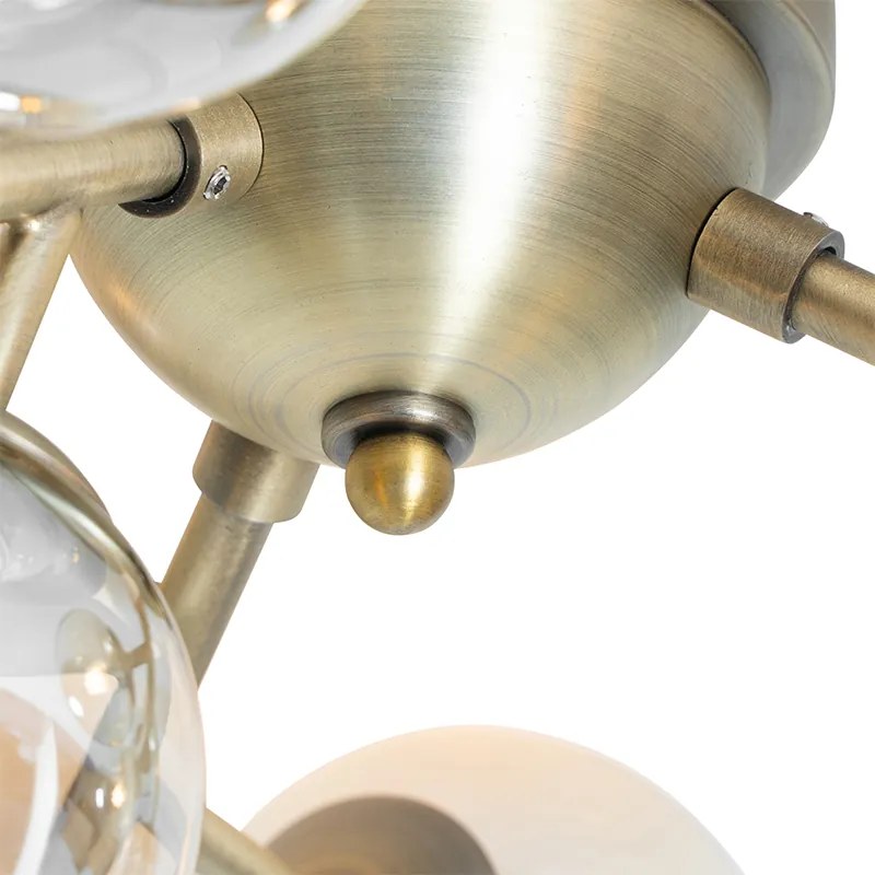 Смарт плафон бронз с кехлибарено стъкло 12 светлини вкл. Zigbee G9 - Bianca